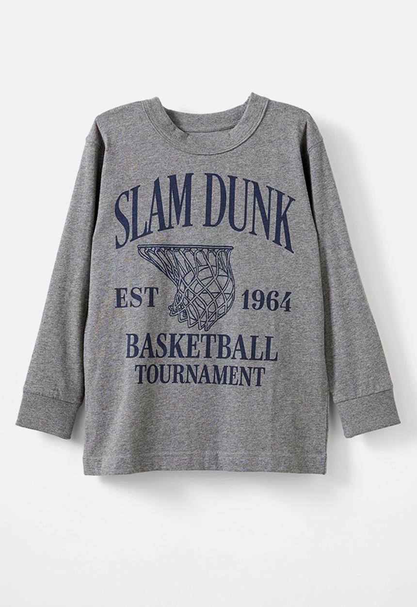 Cotton On - Long sleeve jonny tee - night sky marle/slam dunk basketball