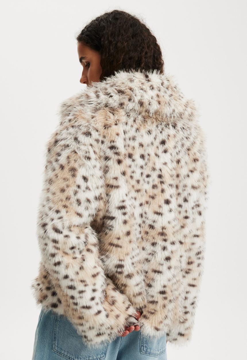 Cotton On - Mimi Faux Fur Jacket - Snow Leopard