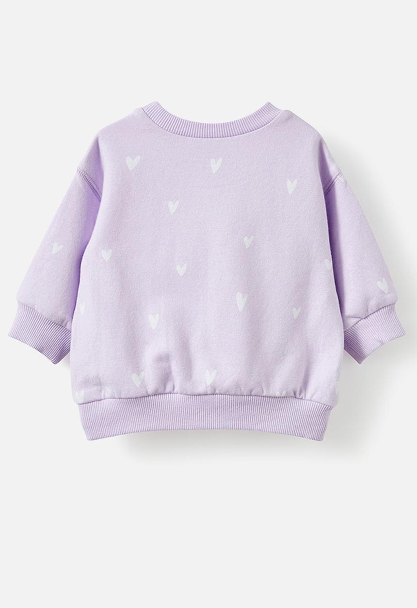 Cotton On - Bundle alma drop shoulder sweater & felix track - vintage lilac/ditsy hearts