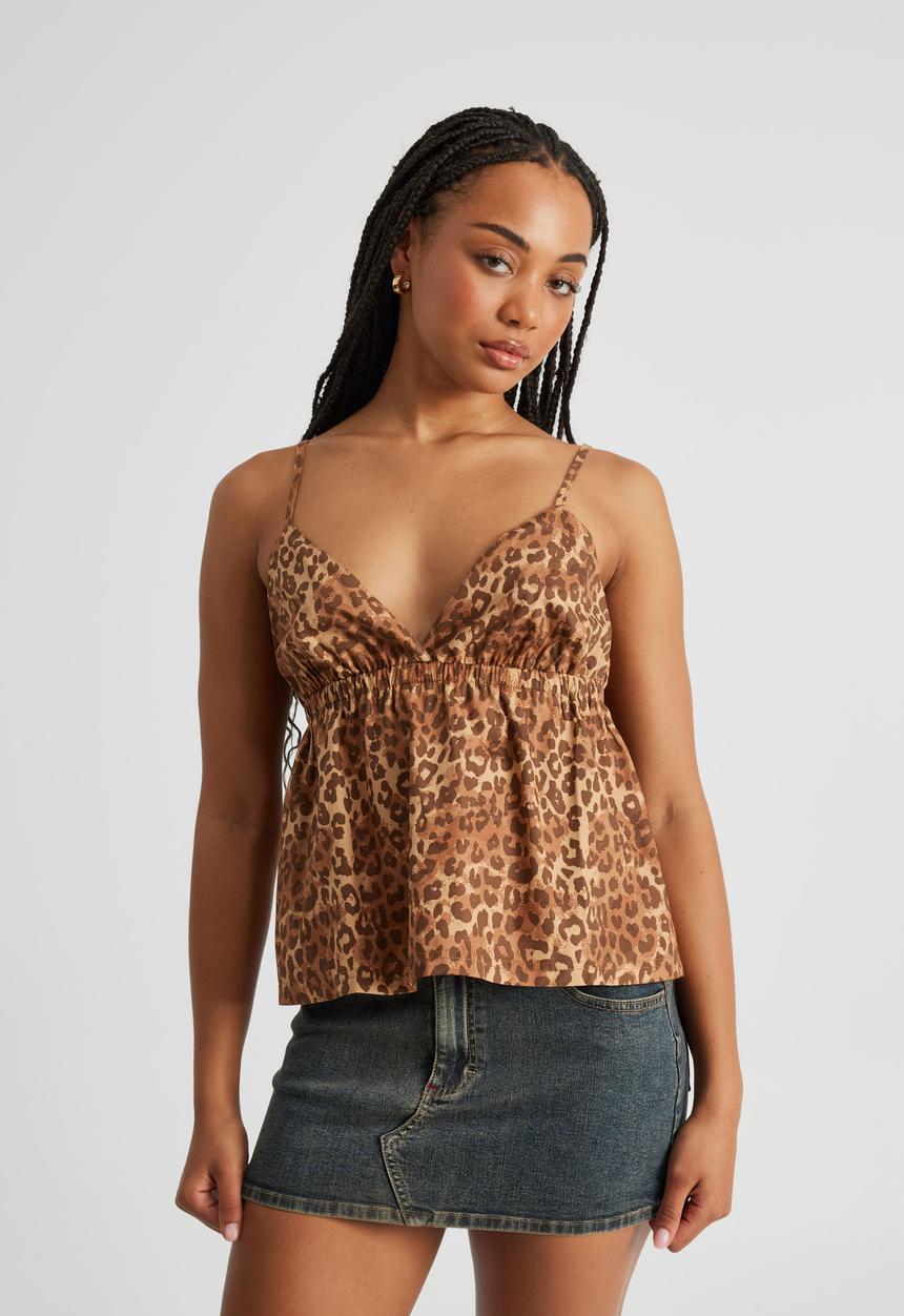 Charlotte Cross Over Cami - Leopard Print
