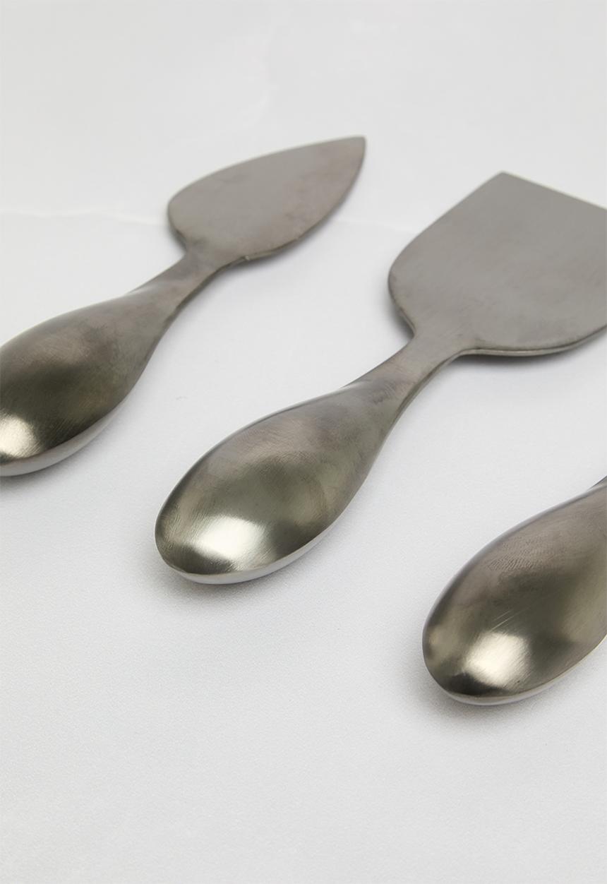 Sixth Floor - Noir cheese knives set of 3 - Silver