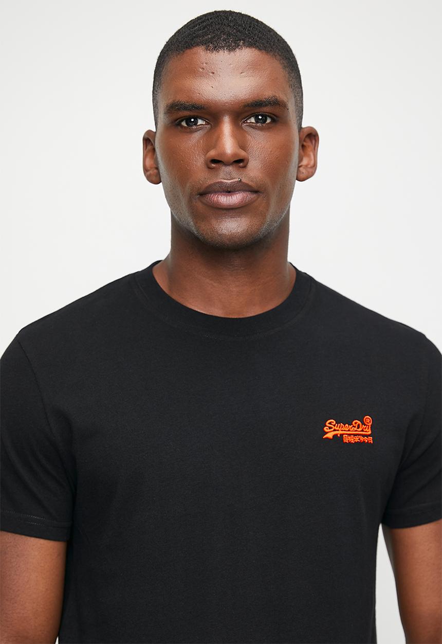 Superdry. - Essential logo emb tee - Black/Hazard Orange
