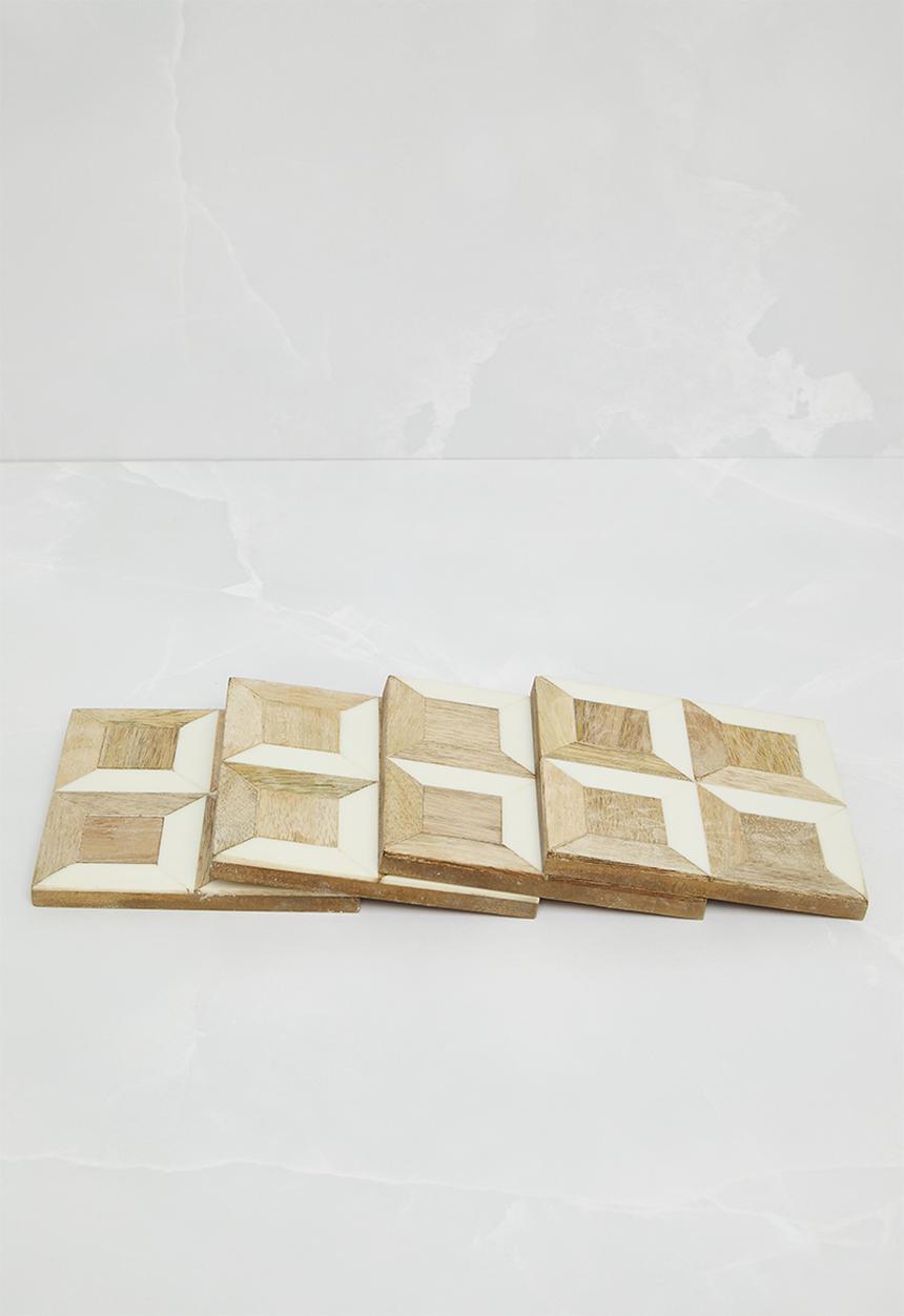 Sixth Floor - Wood & Resin coaster set of 4 - Natural