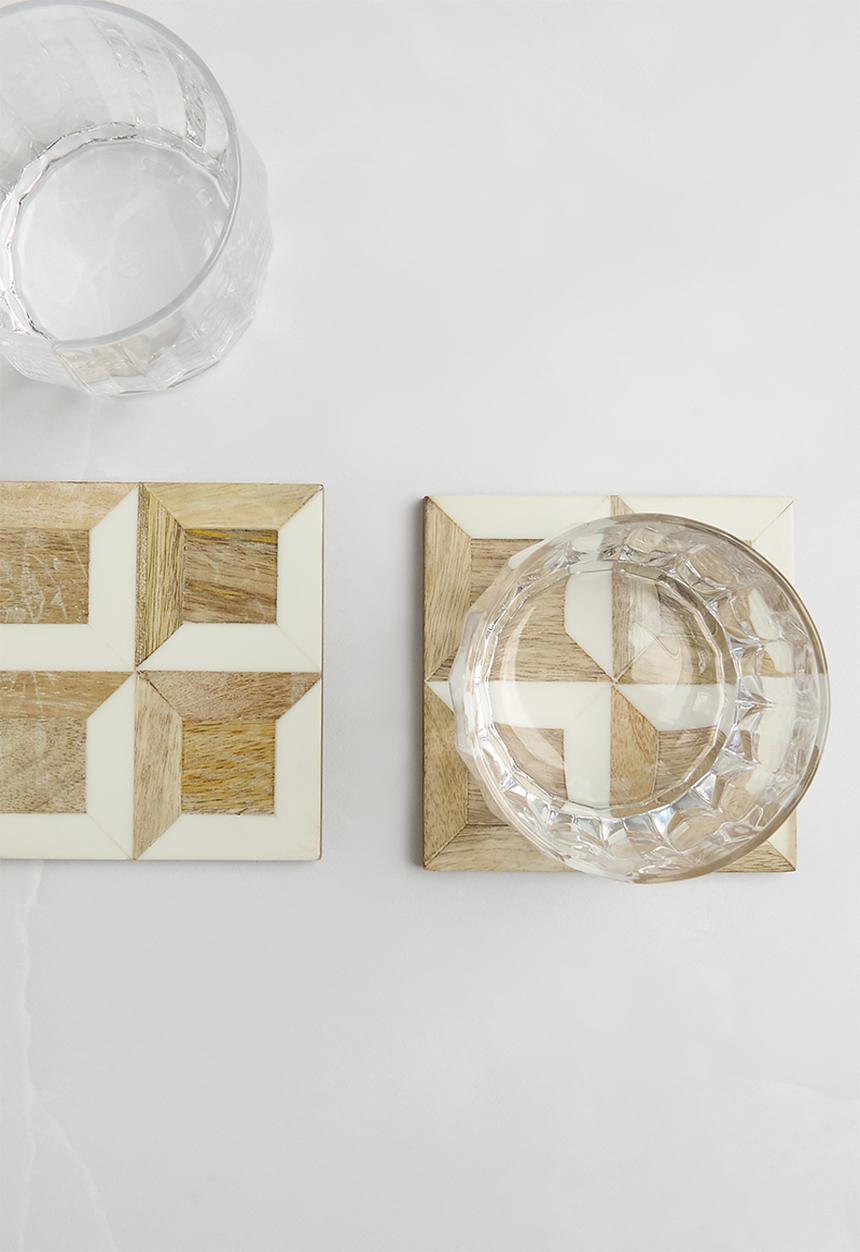 Sixth Floor - Wood & Resin coaster set of 4 - Natural