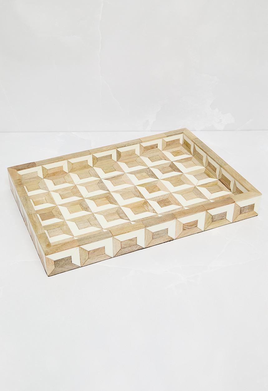 Sixth Floor - Wood & resin drinks tray - Natural