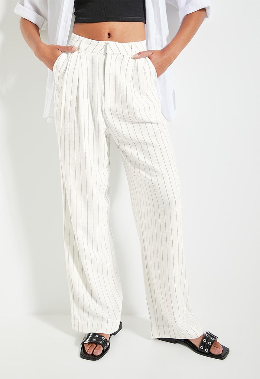 Superbalist - Easy pinstripe wide leg (co-ord) - milk pinstripe