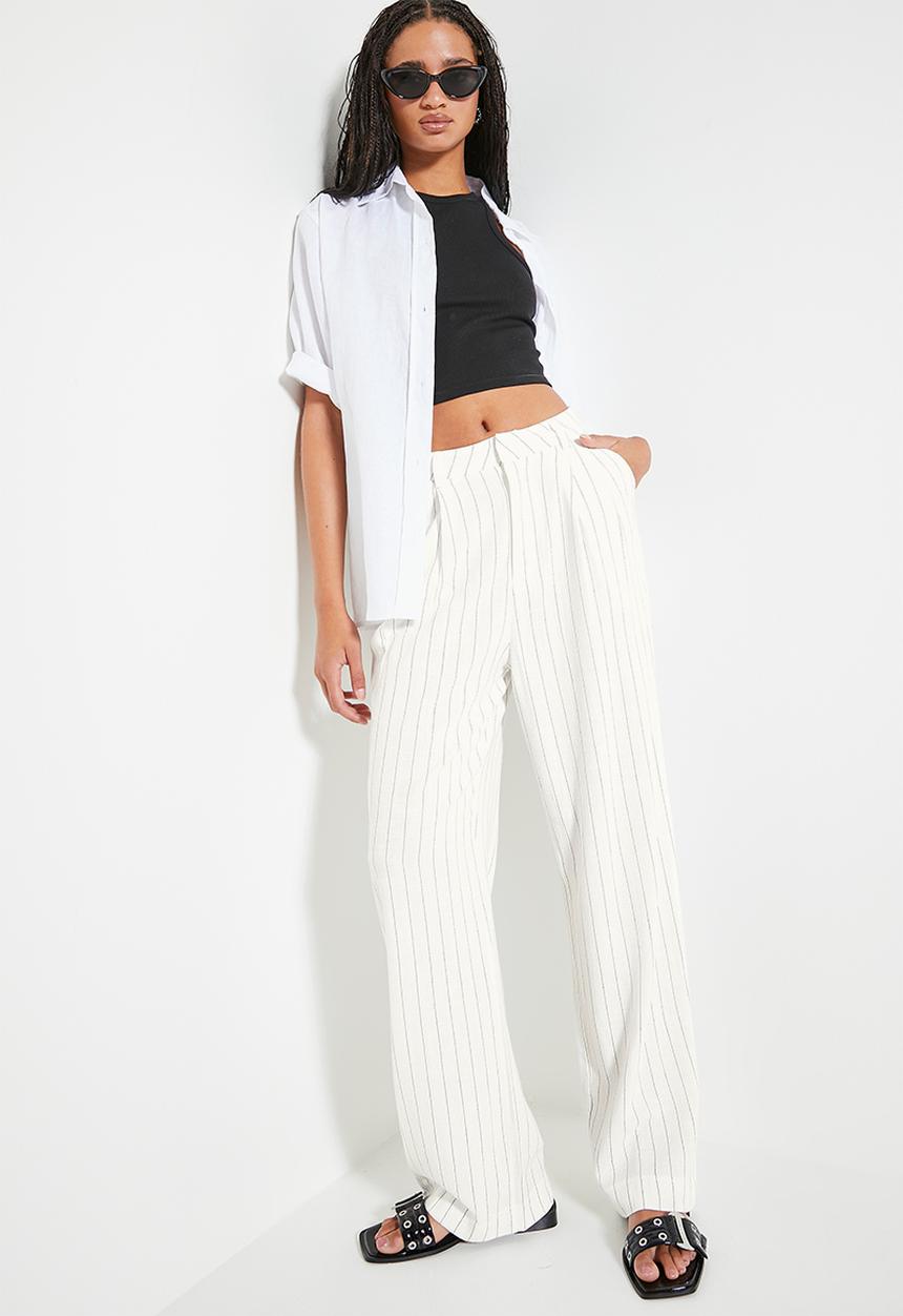 Superbalist - Easy pinstripe wide leg (co-ord) - milk pinstripe