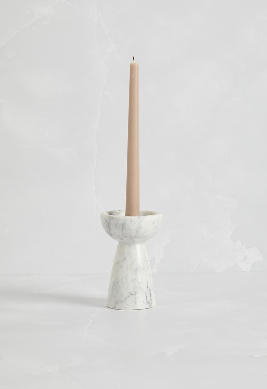 Sixth Floor - Marble Candle Holder - white