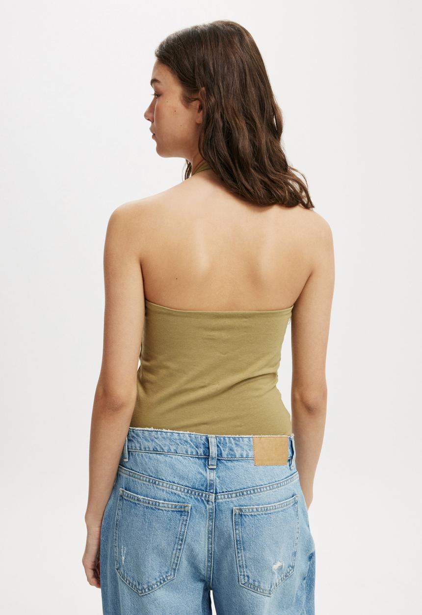 Cotton On - All Day V Neck Halter - Desert Khaki