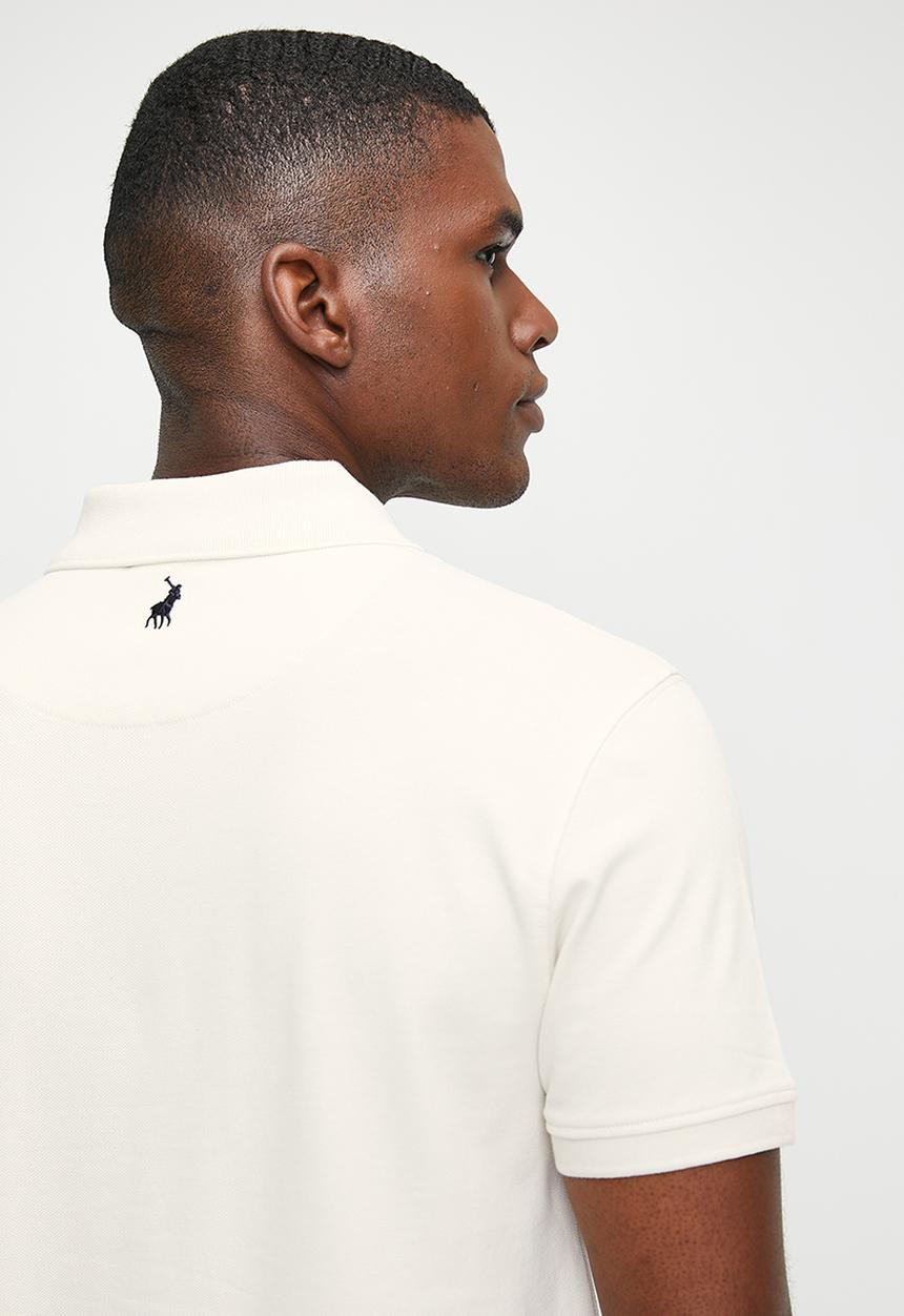 POLO - Hugh/Andre Printed Stripe Short Sleeve Golfer - Off White