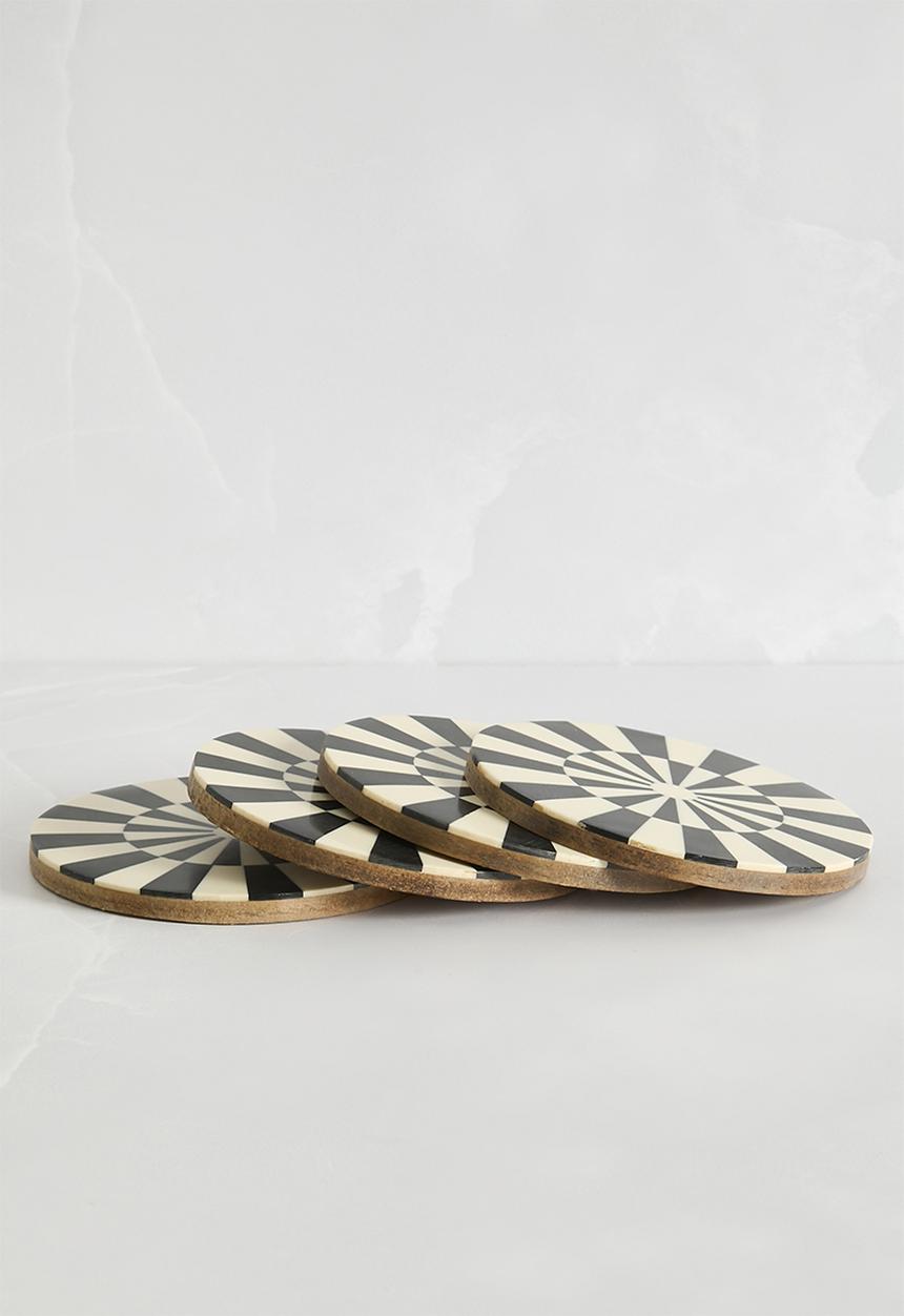 Sixth Floor - Resin coaster set of 4 - Black & White