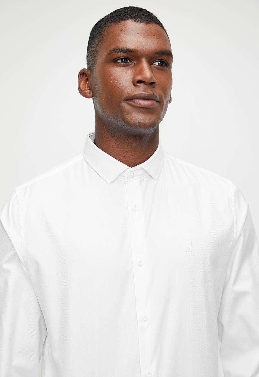 POLO - Charlie Textured Long Sleeve Shirt - White