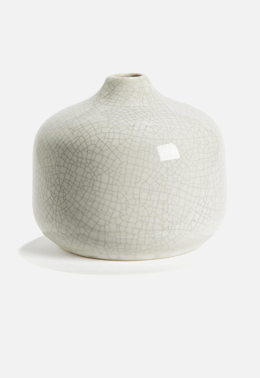 H&M - Small stoneware vase - white patterned