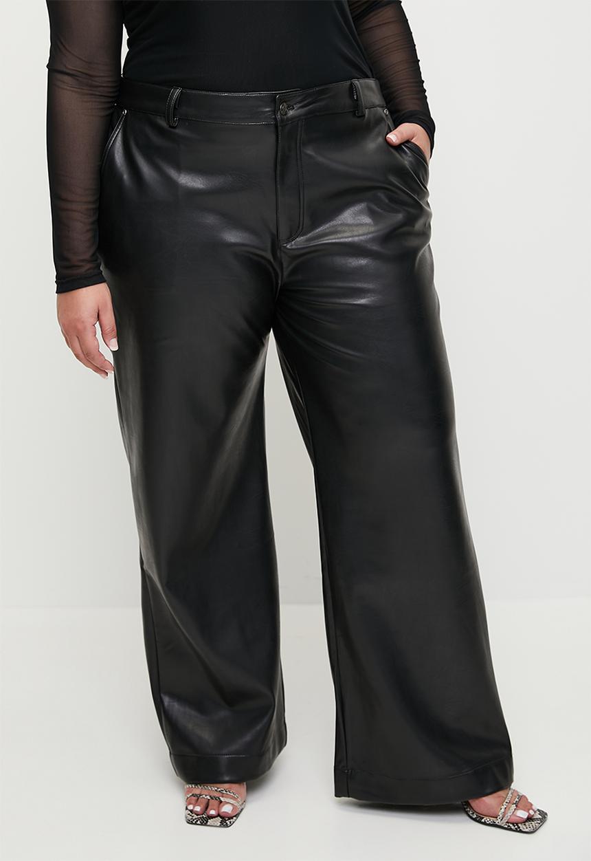 Cotton On - Plus Faux Leather Wide Leg Pant - Black