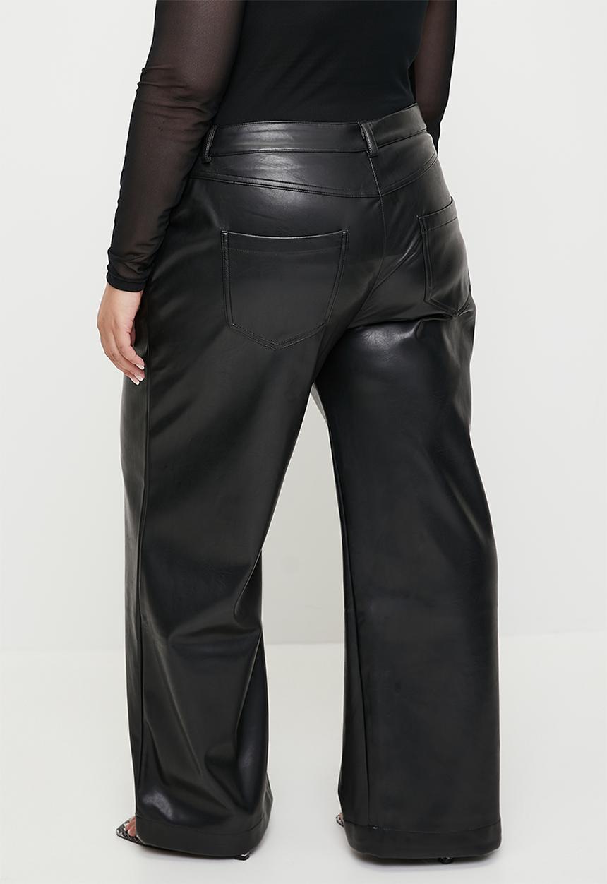 Cotton On - Plus Faux Leather Wide Leg Pant - Black
