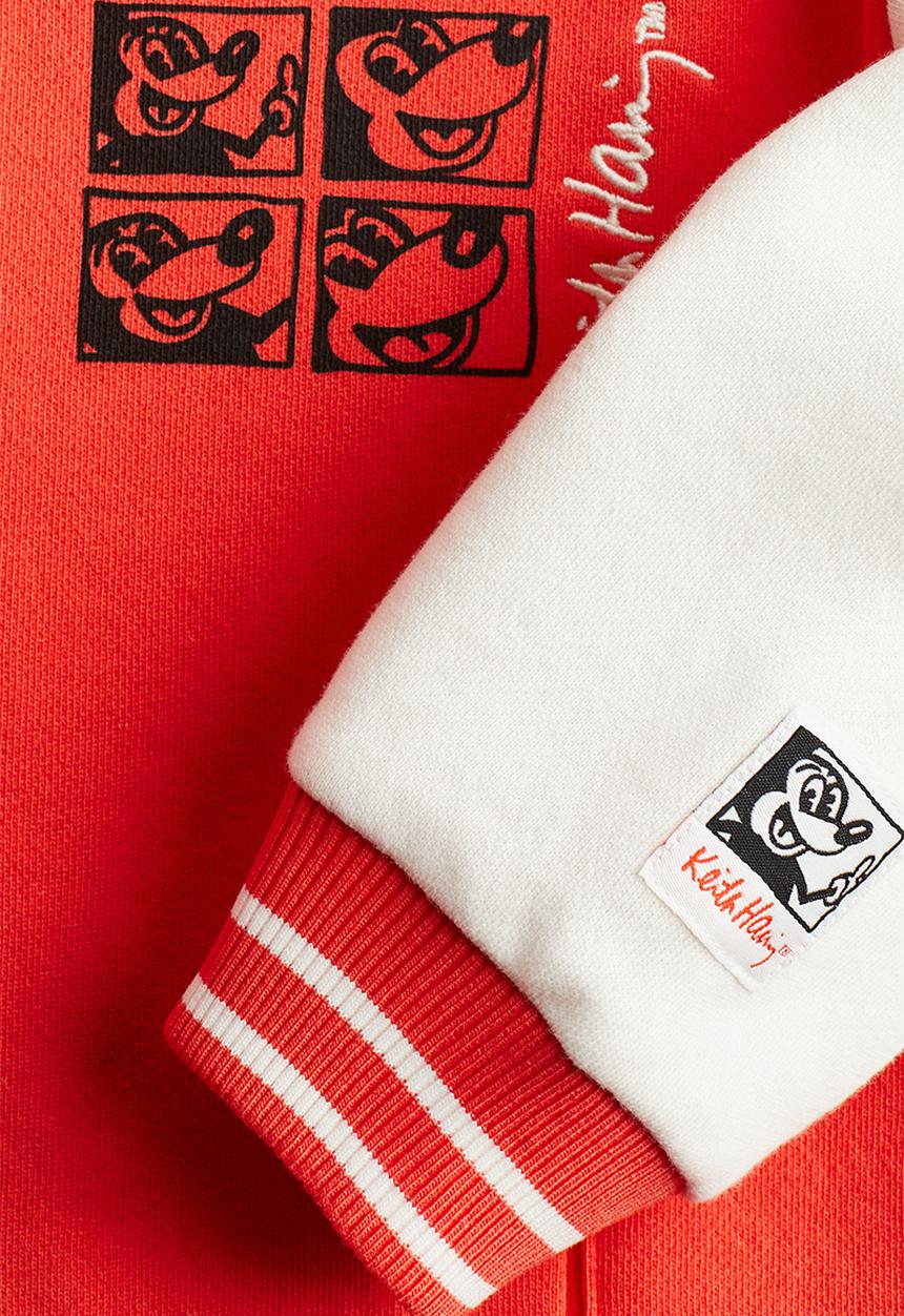 H&M - Keith Haring X H&M:  Oversized baseball jacket - red