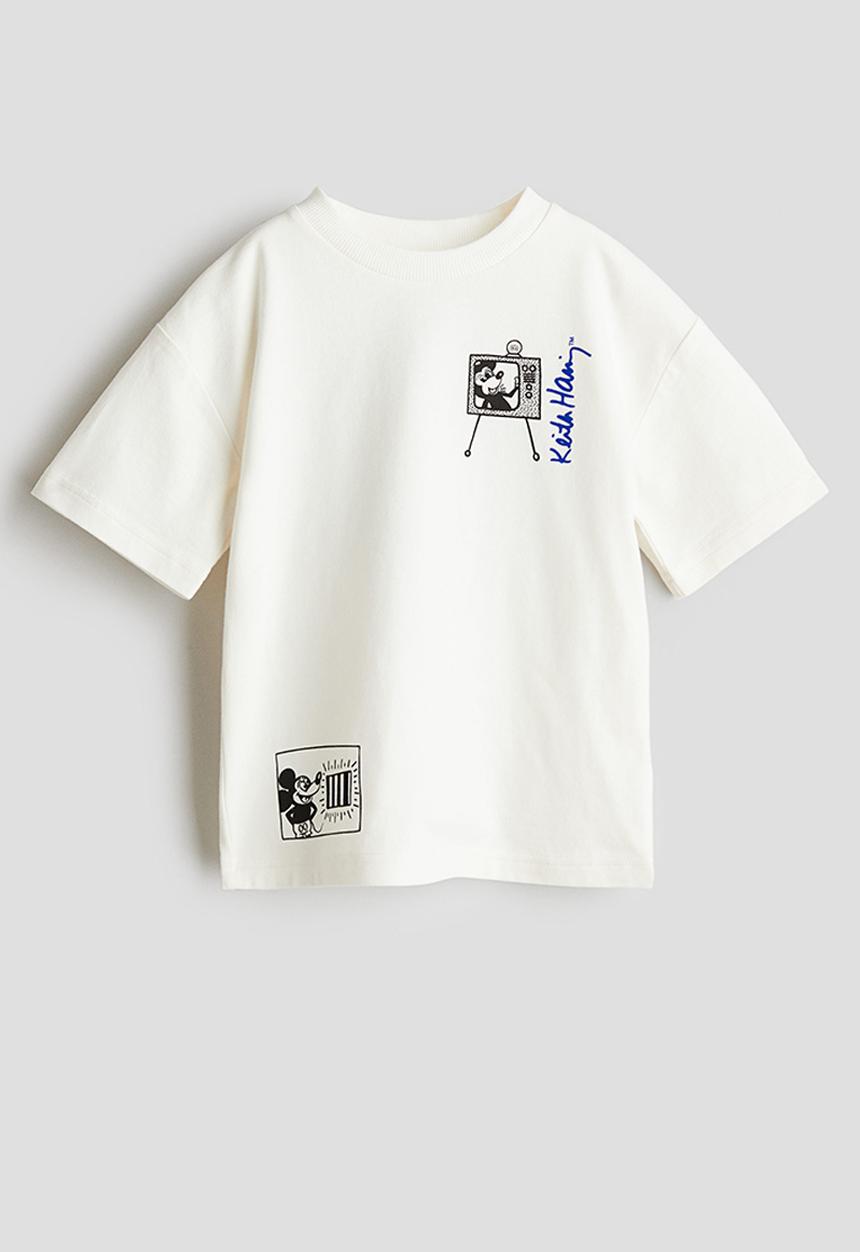 H&M - Keith Haring X H&M:  Printed T-shirt - white