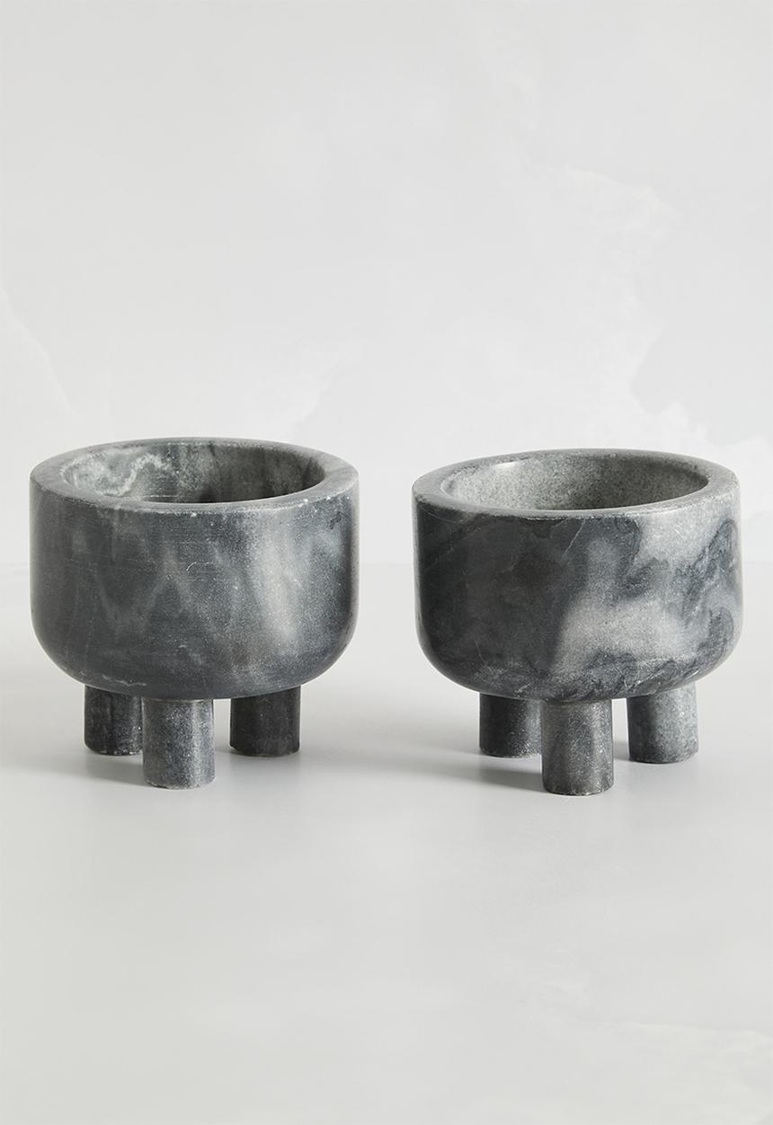 Sixth Floor - Marble salt & pepper pots set of 2 - grey