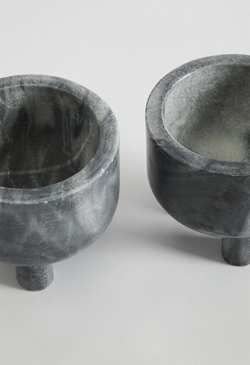Sixth Floor - Marble salt & pepper pots set of 2 - grey