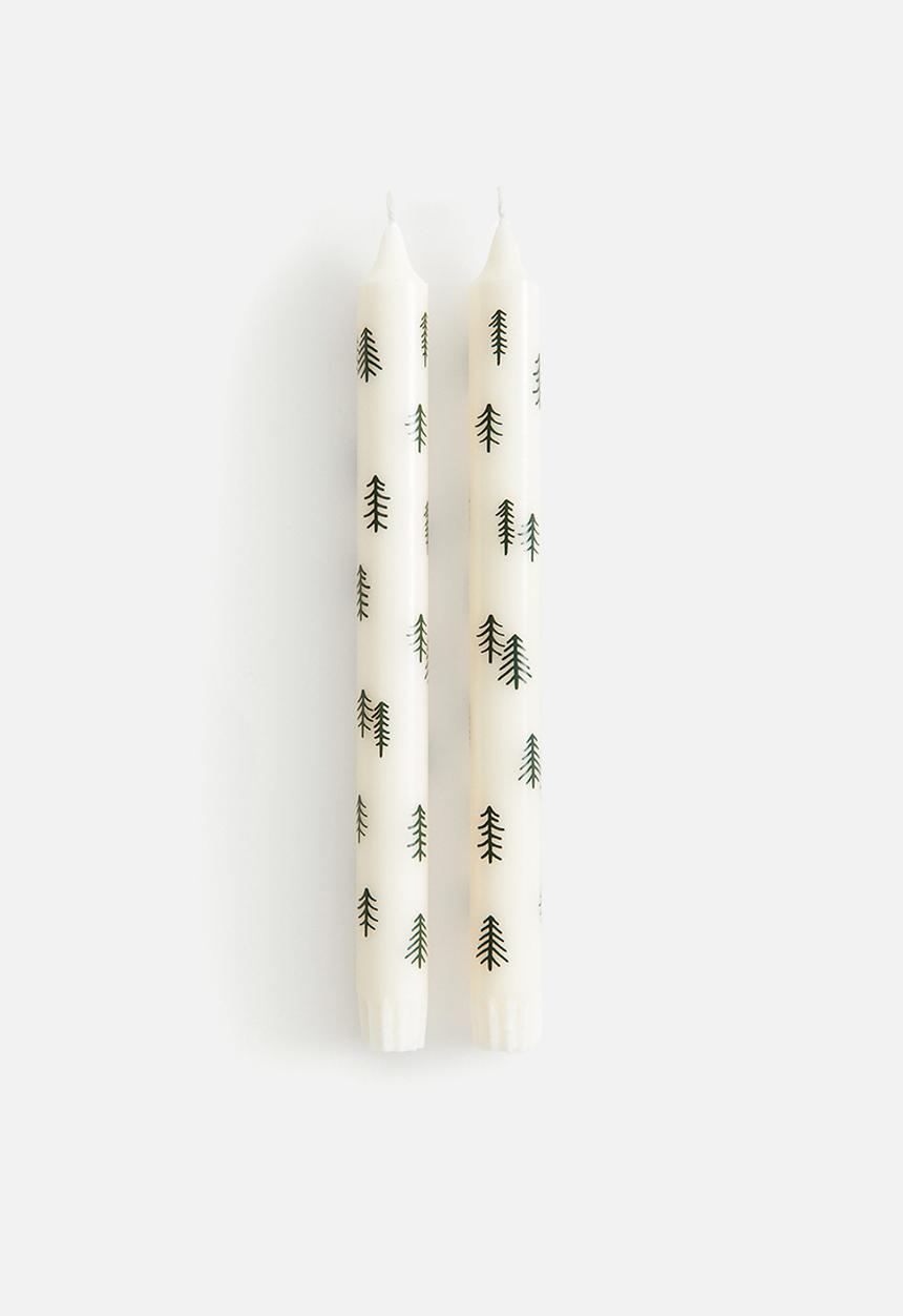 H&M - 2 pack patterned candles - white christmas trees