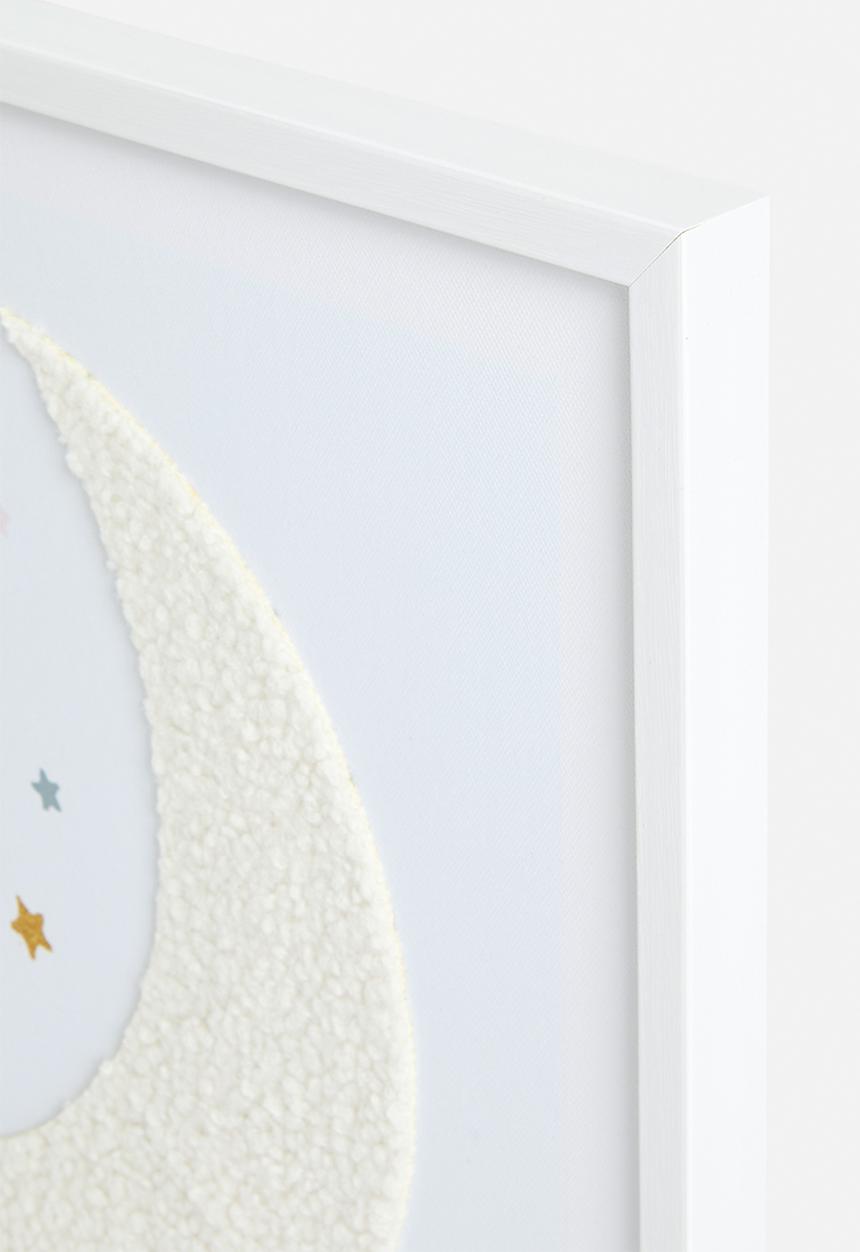 Sixth Floor - Moon framed canvas with 3d objects - white