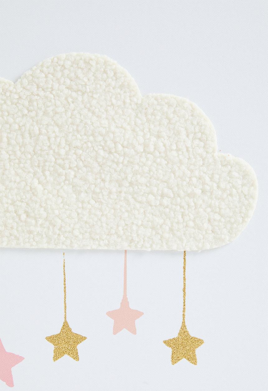 Sixth Floor - Cloud framed canvas with 3d objects - white