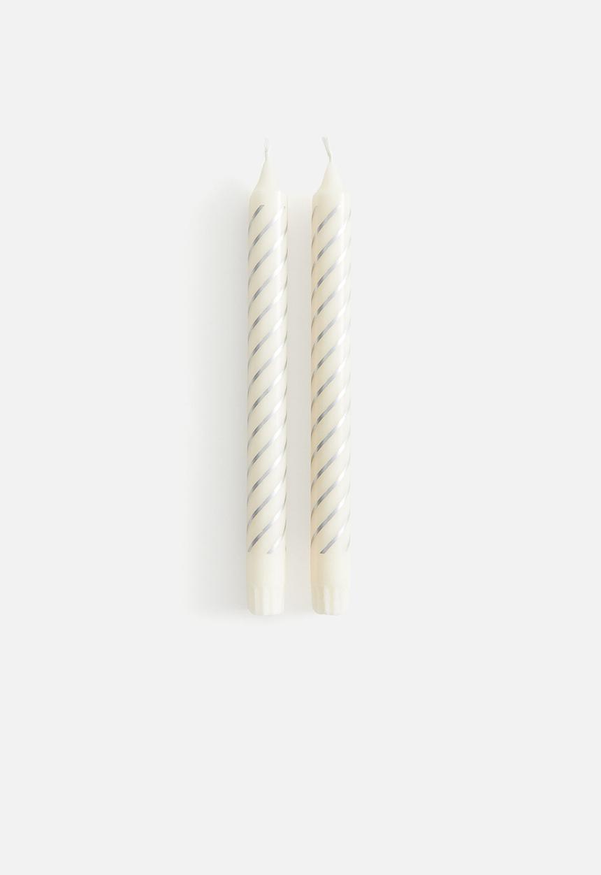 H&M - 2 pack candles - white striped