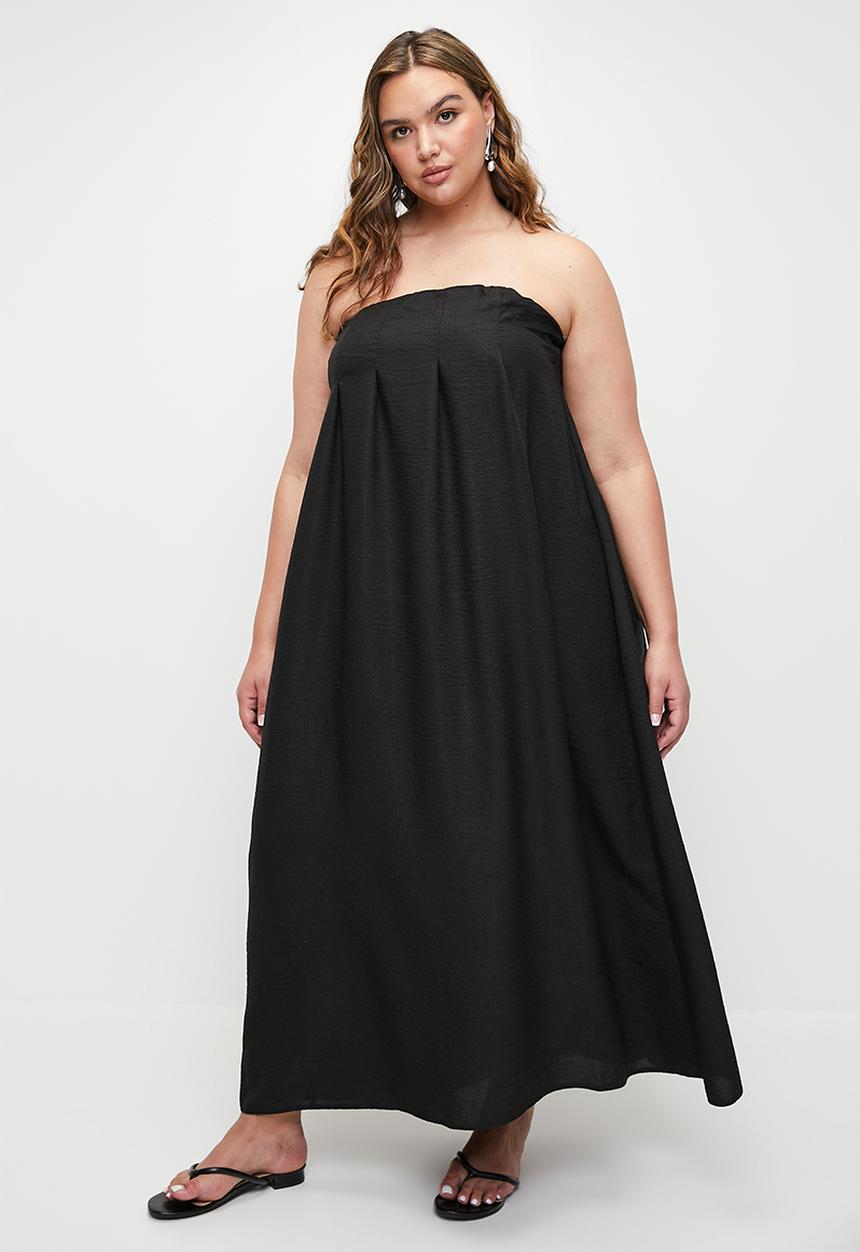 Superbalist - Bandeau pleated trapeze midi dress - black.