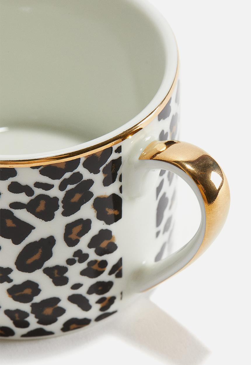 H&M - Porcelain cup - white leopard print