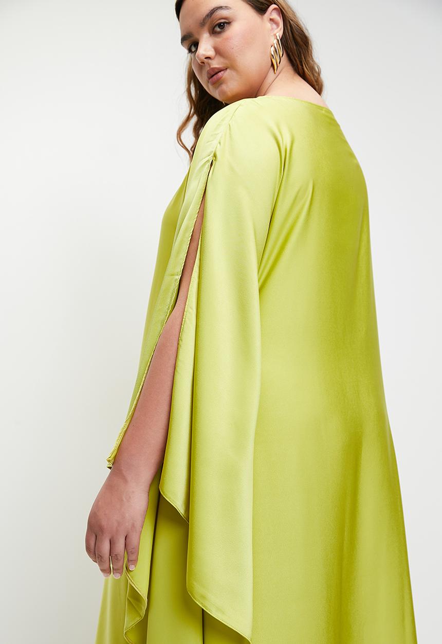 VELVET - Slash neck kaftan dress - green