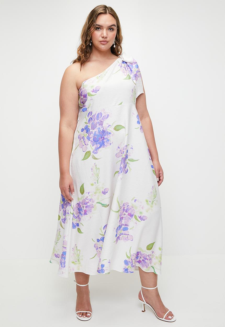 MILLA - Asymmetric bow detail maxi dress - print.