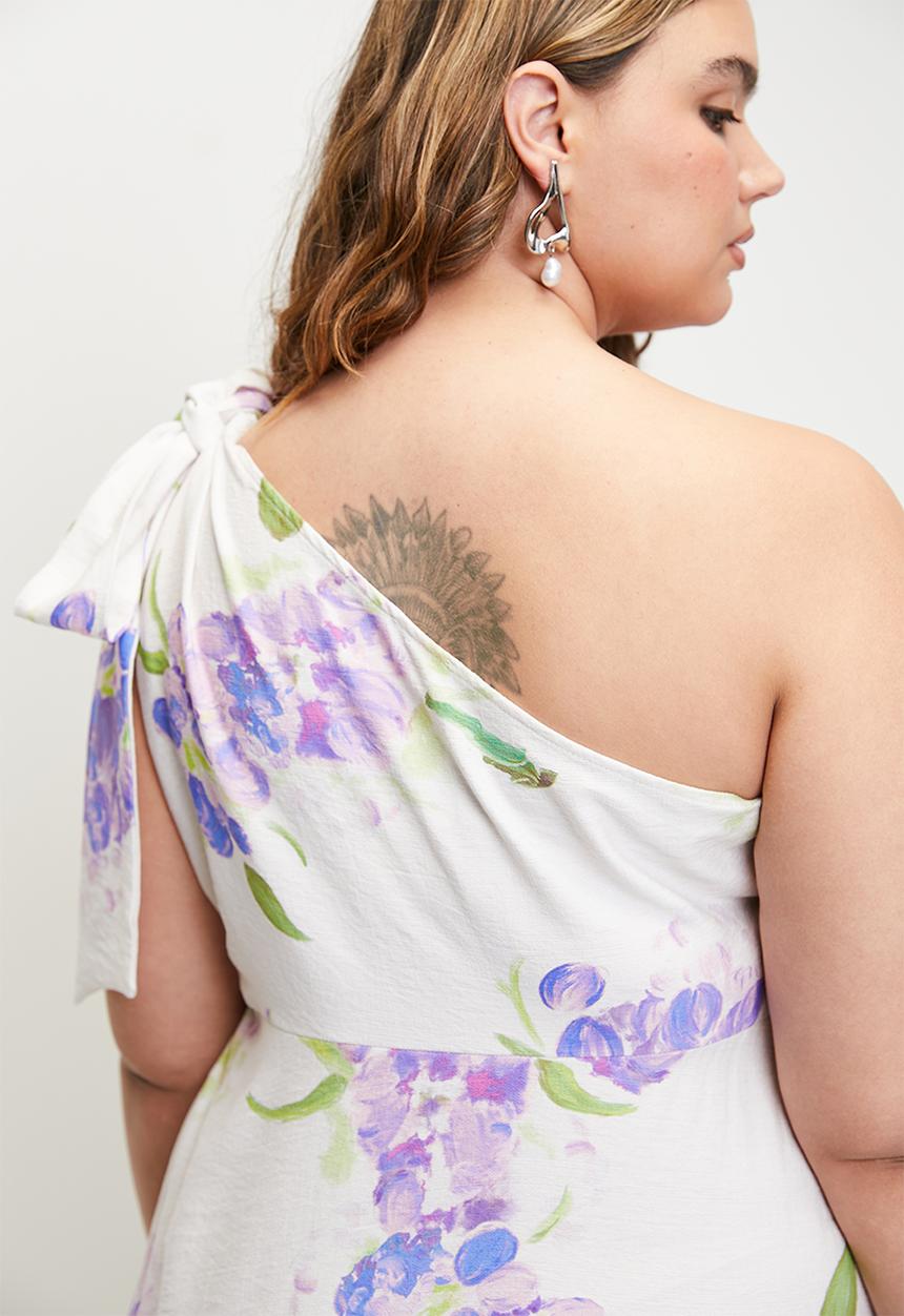 MILLA - Asymmetric bow detail maxi dress - print.