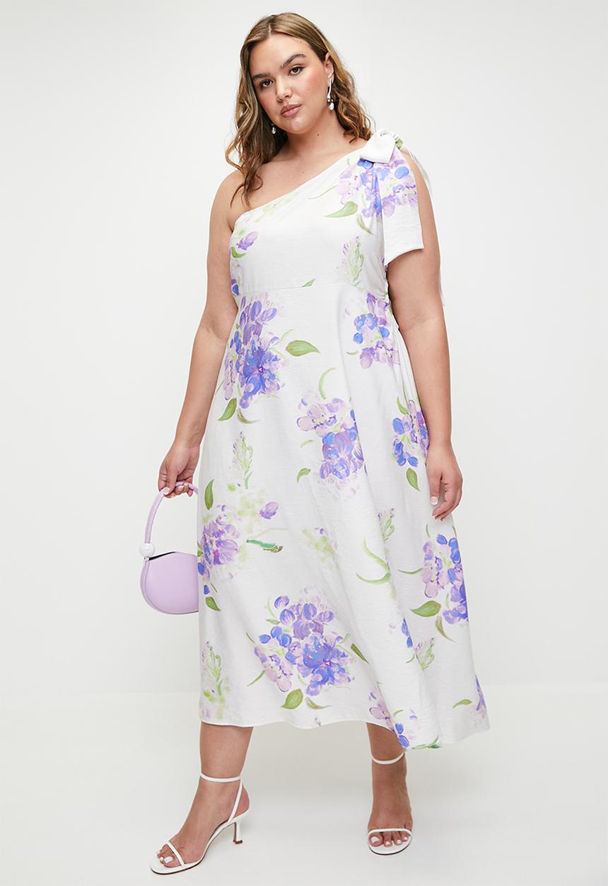MILLA - Asymmetric bow detail maxi dress - print.