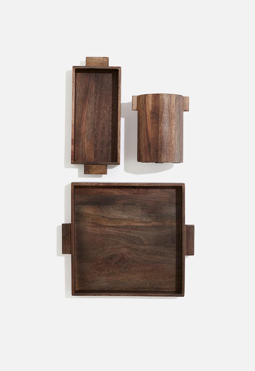 H&M - Mango wood tray - dark brown