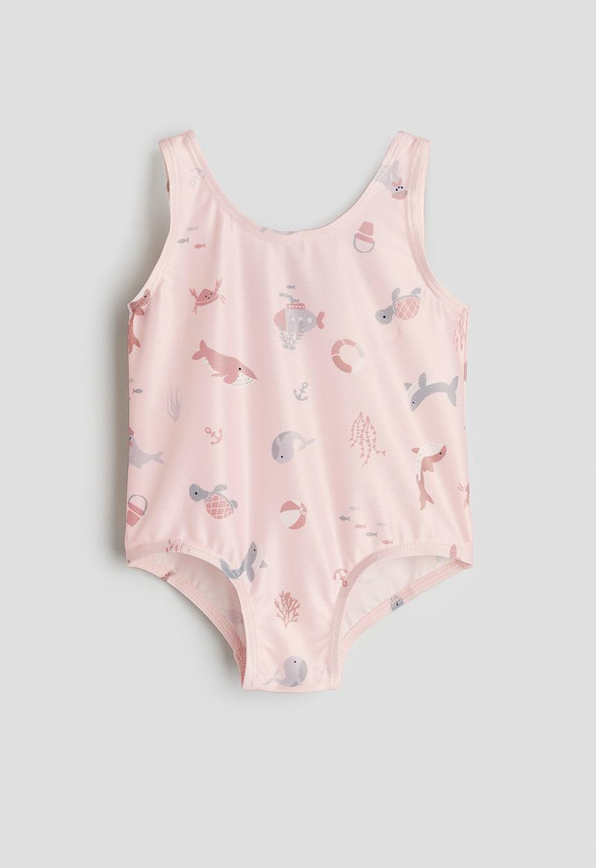H&M - Patterned swimsuit - light pink whales 