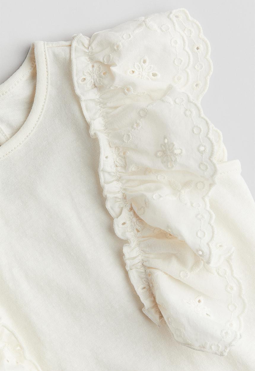 H&M - Frill-trimmed cotton top - white