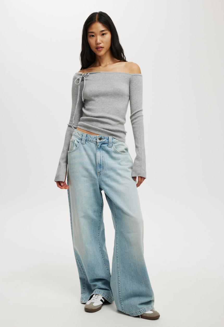 Cotton On - Everfine Asymmetric Long Sleeve Sweater - Grey Marle