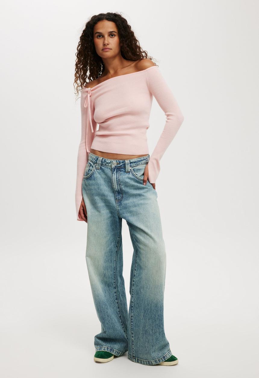 Cotton On - Everfine Asymmetric Long Sleeve Sweater - Valentine Pink