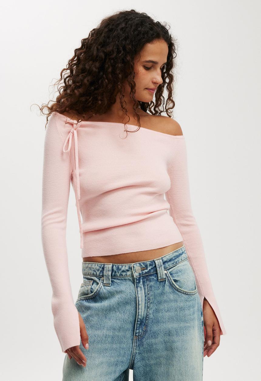 Cotton On - Everfine Asymmetric Long Sleeve Sweater - Valentine Pink