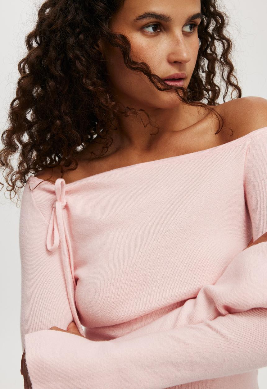 Cotton On - Everfine Asymmetric Long Sleeve Sweater - Valentine Pink