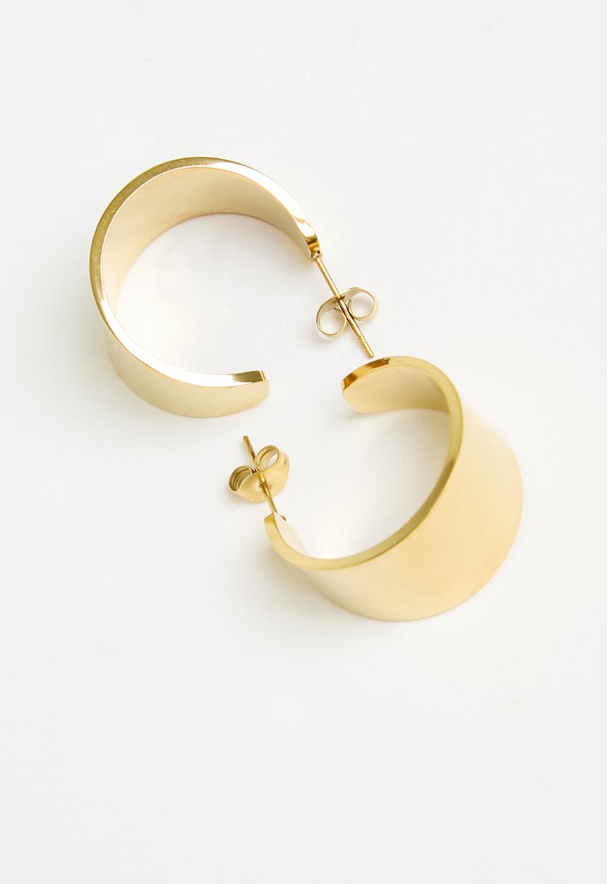 Zoe on Trend - Modern silk hoop earring - gold