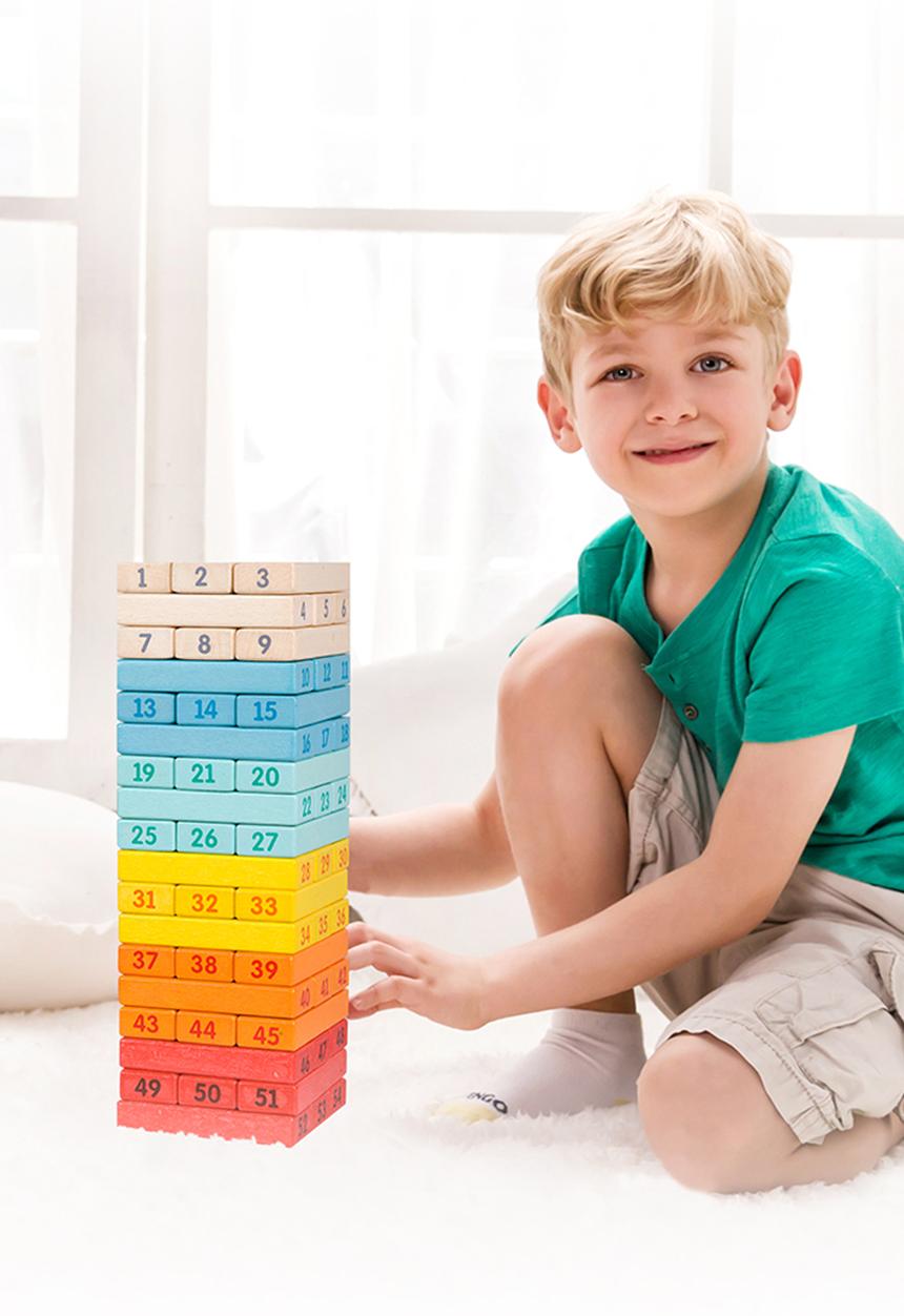 Greenbean Learning - Classic World - Deluxe Colourful Stacking Game - 55pcs