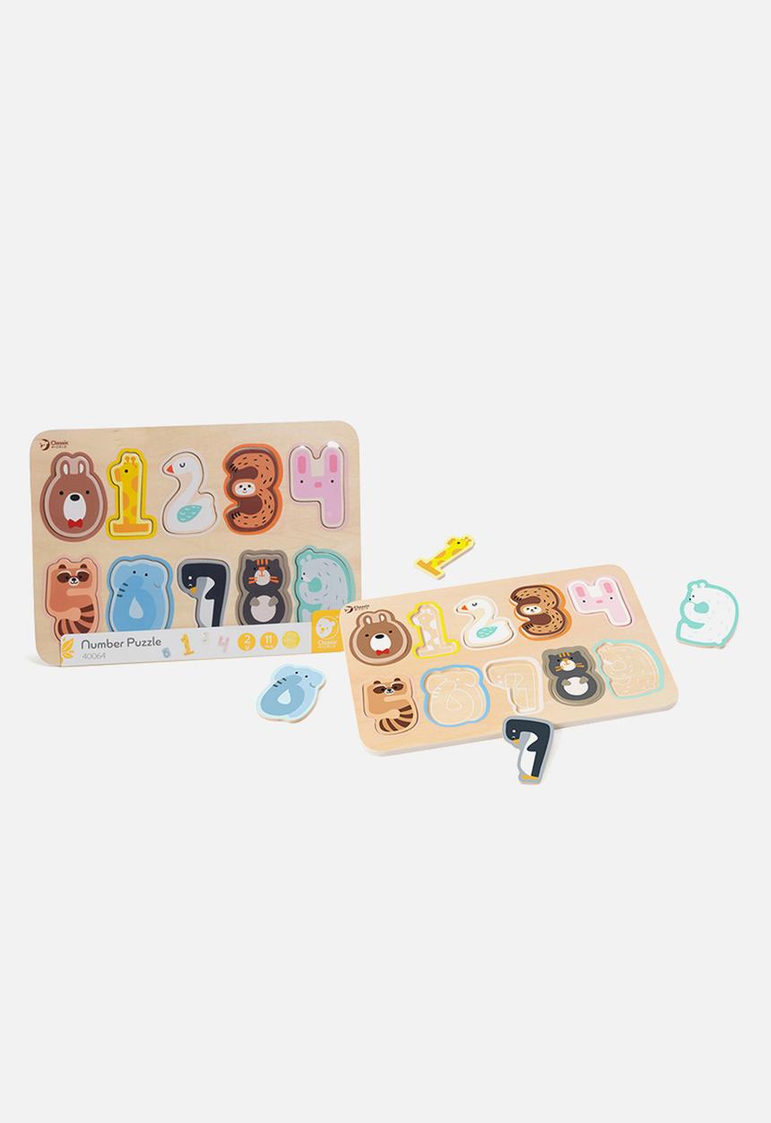 Greenbean Learning - Classic World - Wooden Numbers Puzzle - Animals - 11pcs