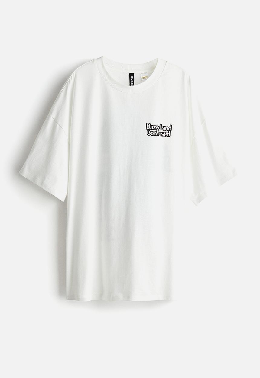 H&M - Oversized printed T-shirt - white dazed and confused