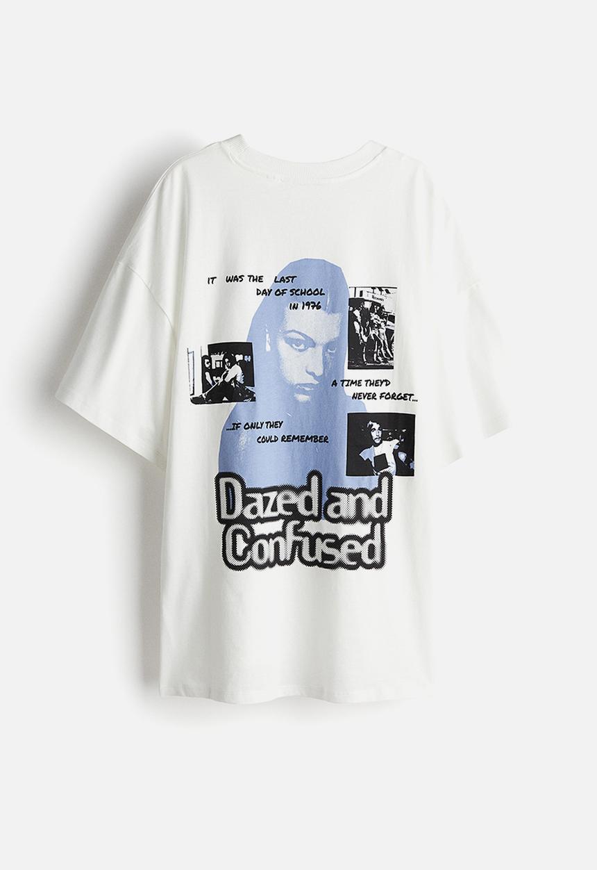 H&M - Oversized printed T-shirt - white dazed and confused