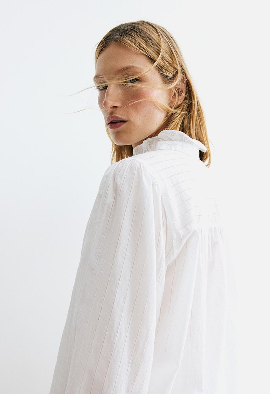 H&M - Frill-trimmed blouse - white