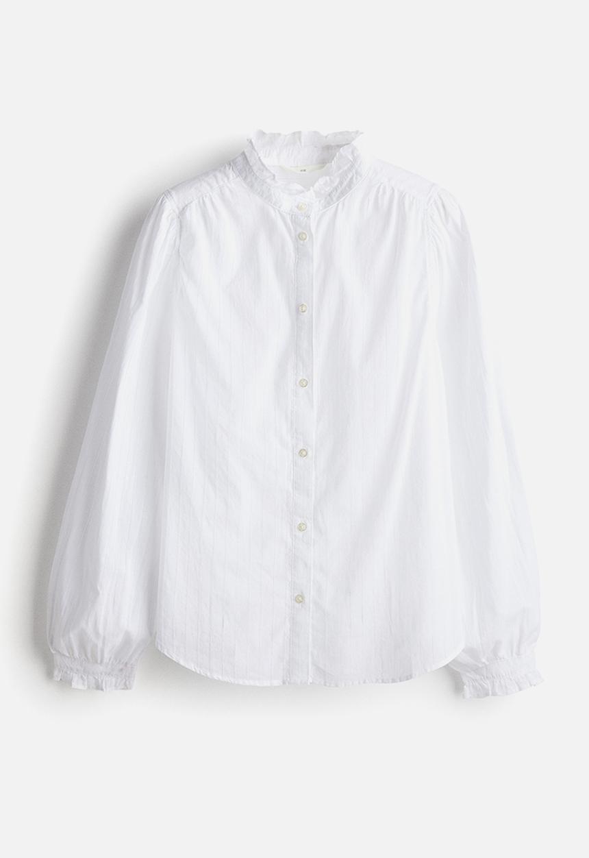 H&M - Frill-trimmed blouse - white