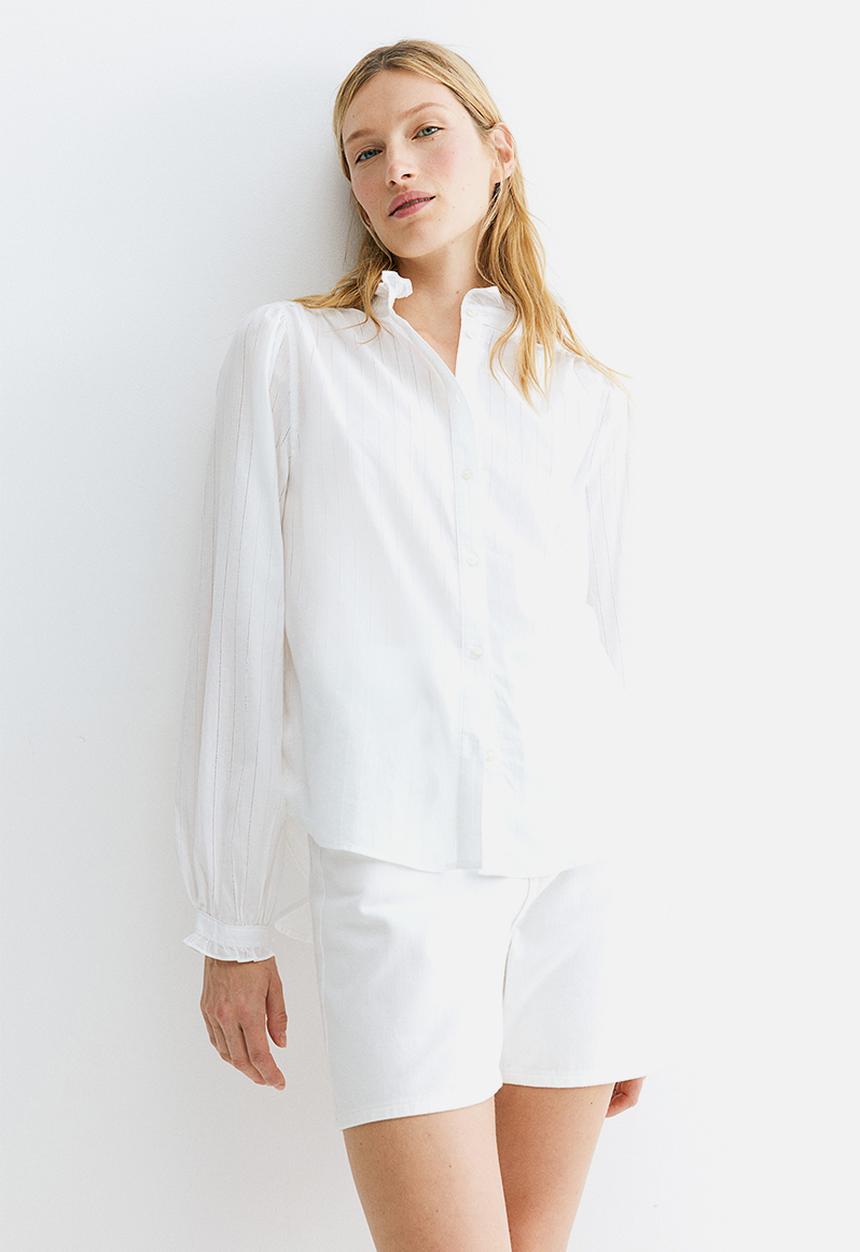 H&M - Frill-trimmed blouse - white
