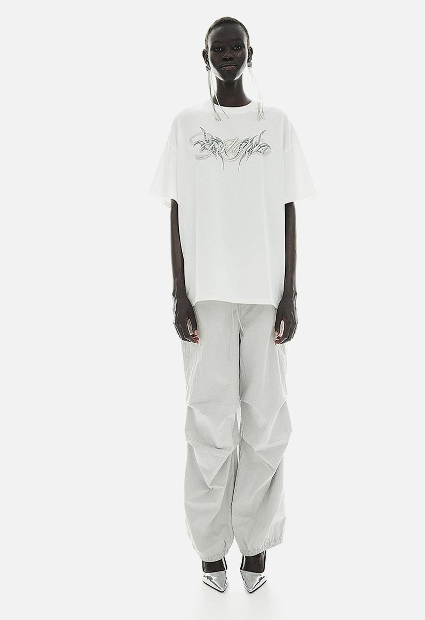 H&M - Oversized motif-detail t-shirt - cream & dystopia
