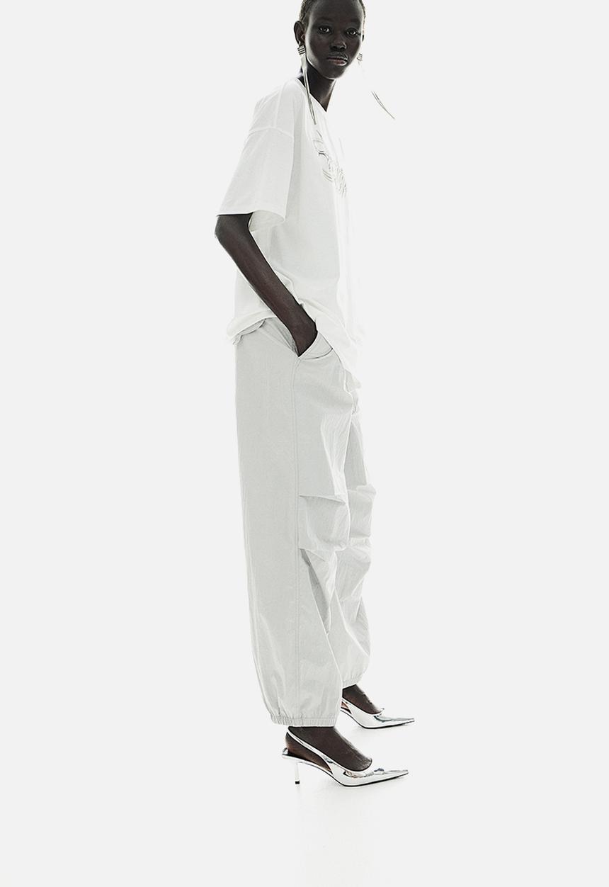 H&M - Oversized motif-detail t-shirt - cream & dystopia